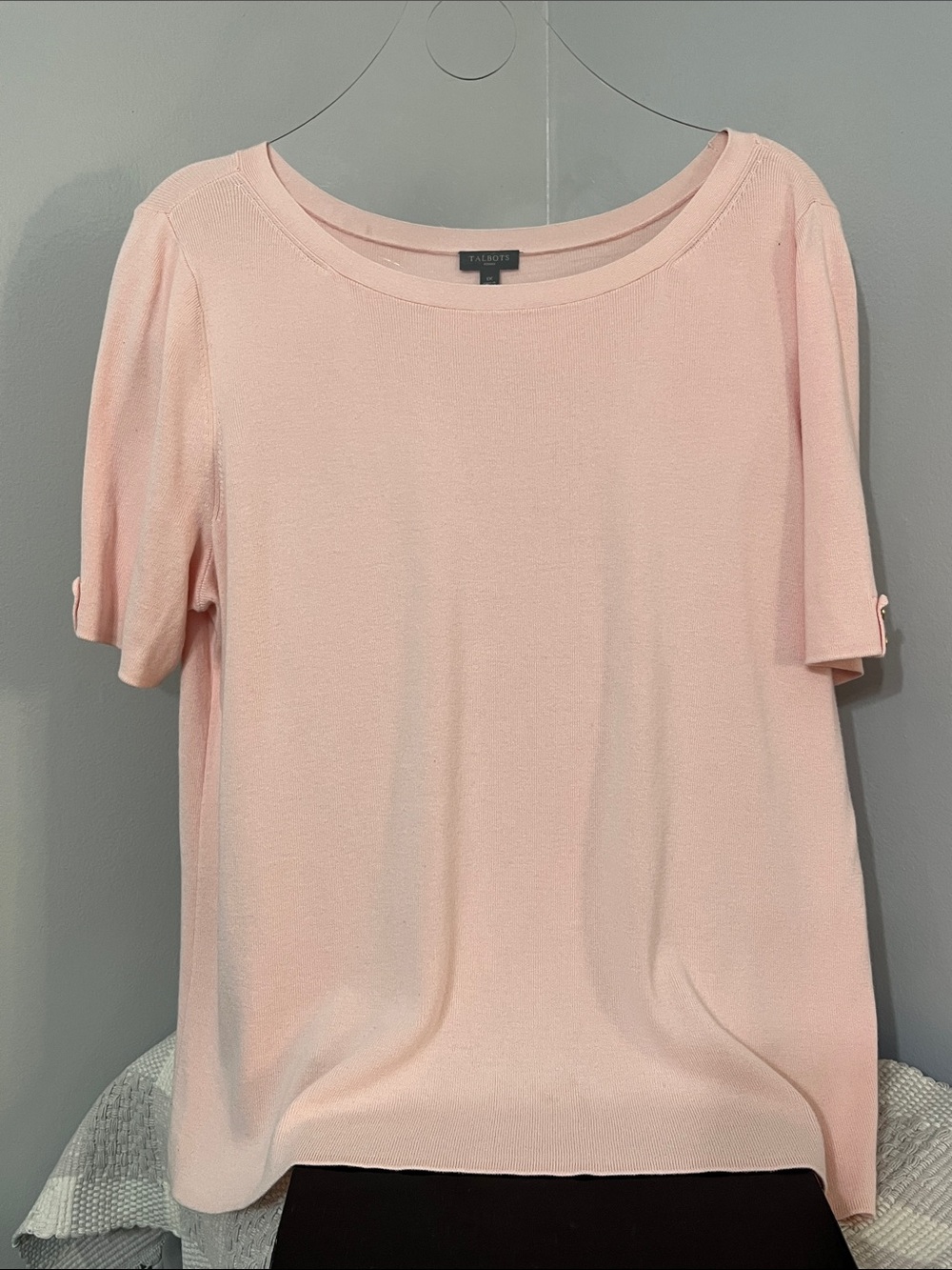 Talbots Light Pink Short Sleeve Boatneck Sweater Knit Top size 1x